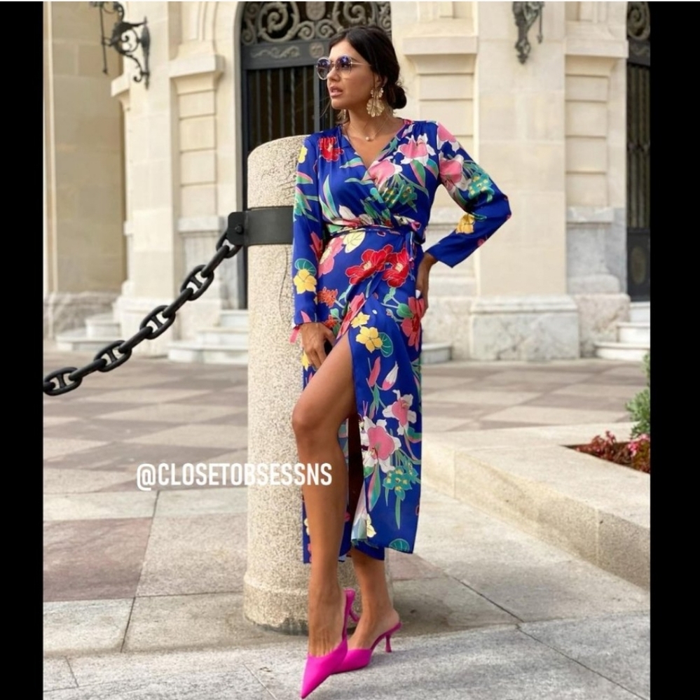 Zara Hot Pink Pointed Toe Heeled Mules - Picture 8 of 14
